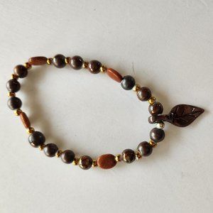 Two Brown Beaded Bracelets